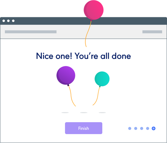Management screen with balloons